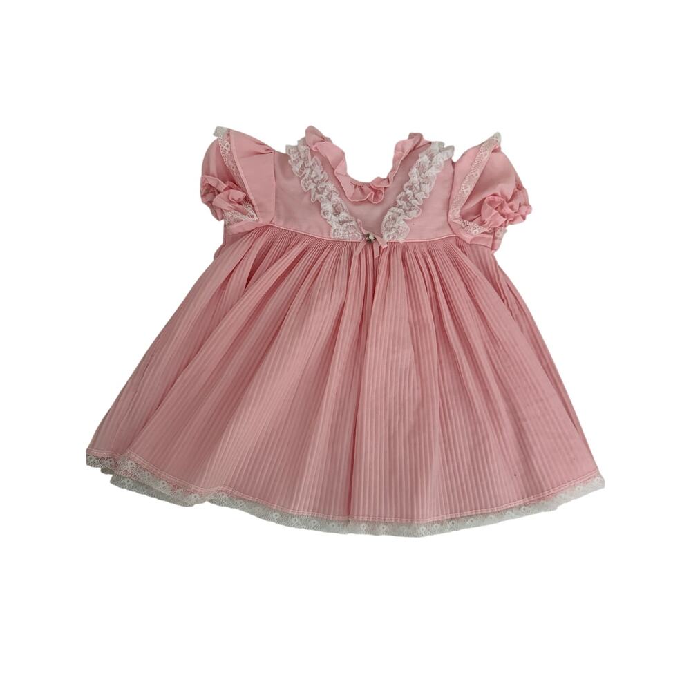 Vintage Toddle Time JCPenney Pink Pleated Dress 2T Lace Ruffle Cottagecore USA